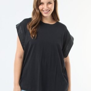 قميص Camiseta ancha con strass