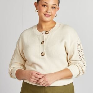 jersey-de-croche-con-cuello-abotonado-beige-dpc94_1_hd1 قميص Jersey de croché