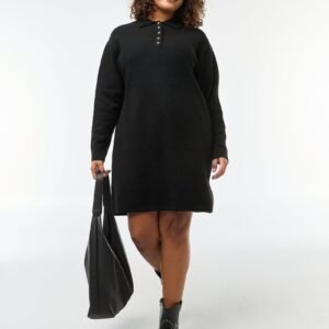 vestido-jersey-de-punto-grueso-con-botones-dorados-en-el-cuello-negro-eri25_1_hd1 فستان Vestido jersey de punto