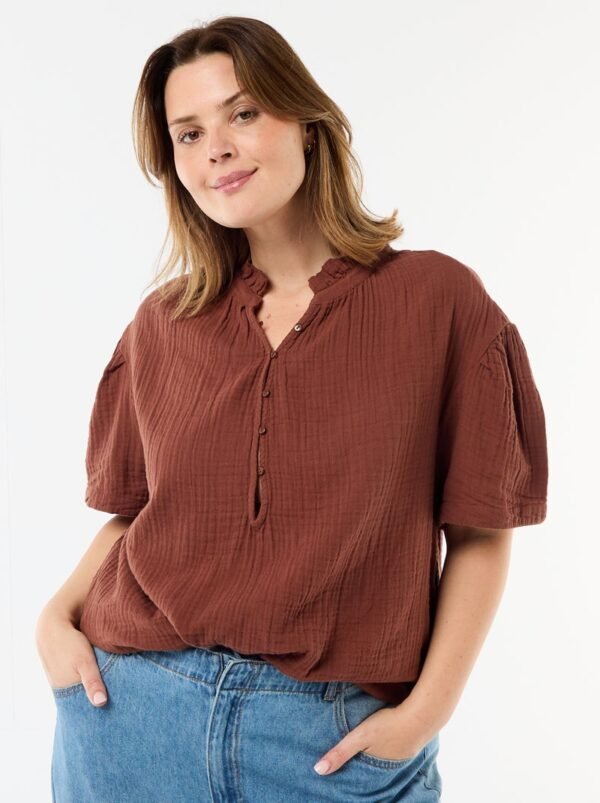 بلوزة Blusa de gasa de algodón