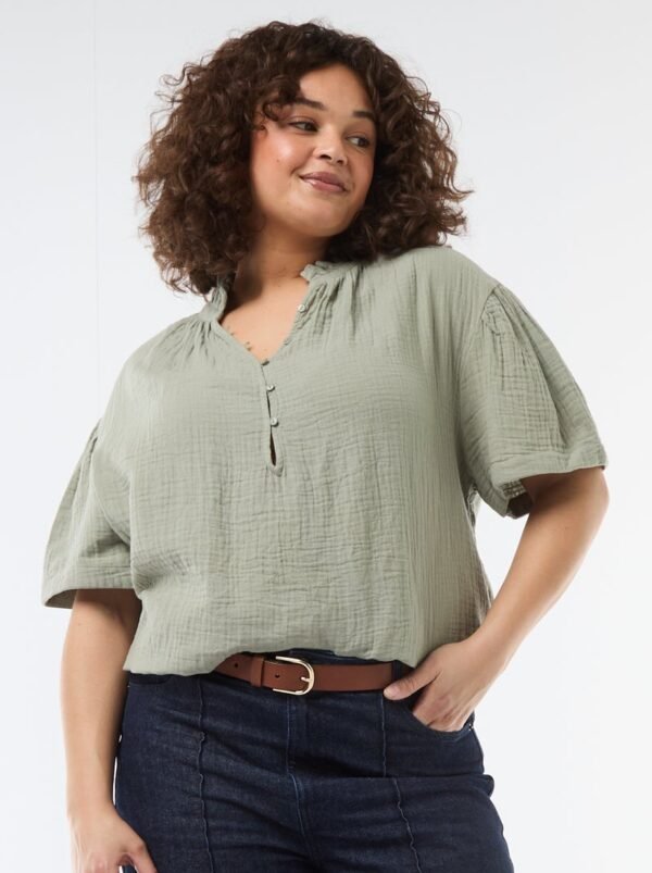 بلوزة Blusa de gasa de algodón