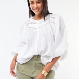 بلوزة Camisa romántica de algodón