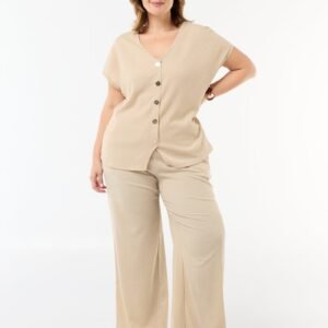 بنطلون Pantalón ancho de punto crepé