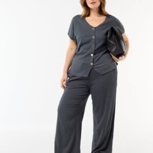 بنطلون Pantalón ancho de punto crepé