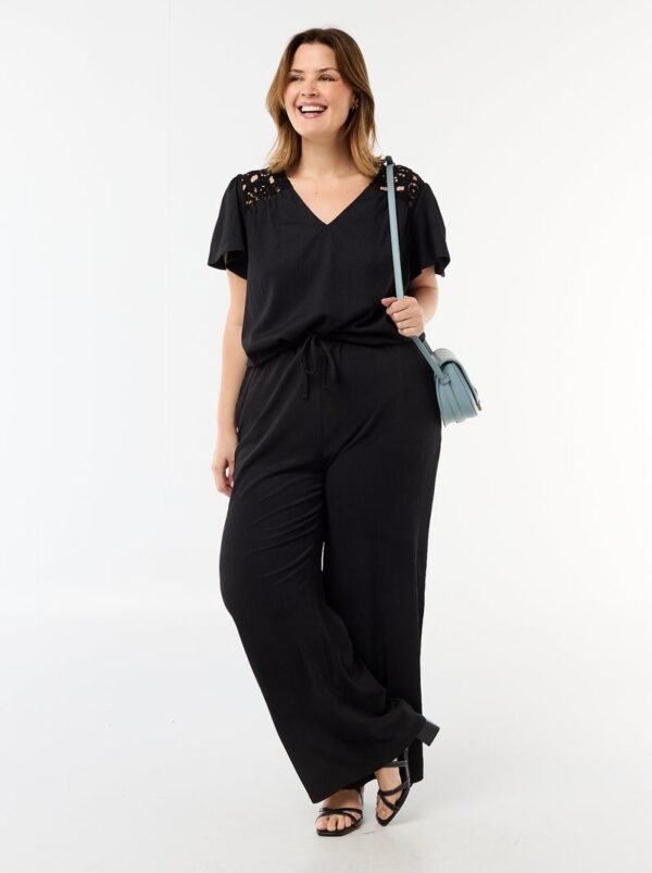 بنطلون Pantalón ancho de punto crepé