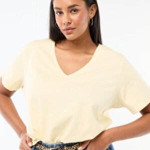 camiseta-basica-de-manga-corta-y-cuello-en-pico-amarillo-esd25_9_hd1 تيشرت Camiseta de cuello en pico