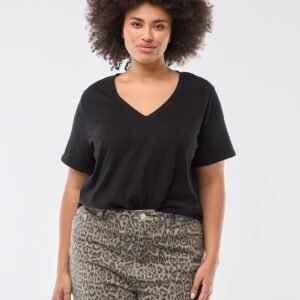 camiseta-basica-de-manga-corta-y-cuello-en-pico-negro-esd25_4_hd1 تيشرت Camiseta de cuello en pico