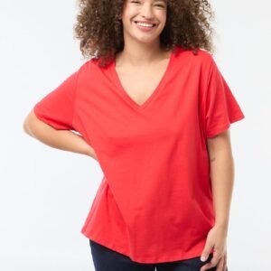 camiseta-basica-de-manga-corta-y-cuello-en-pico-rojo-esd25_7_hd1 تيشرت Camiseta de cuello en pico