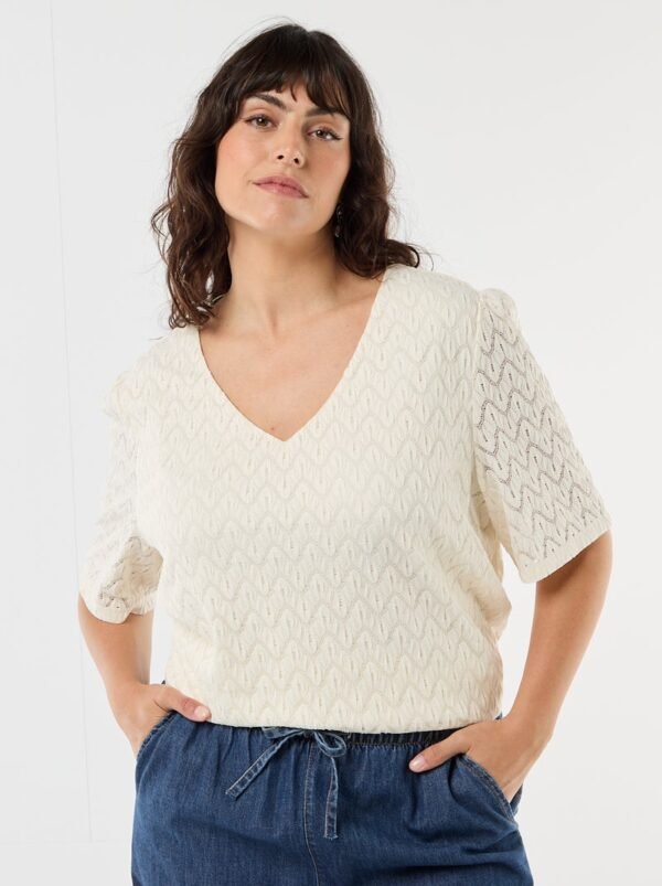 تيشرت Camiseta de encaje calado