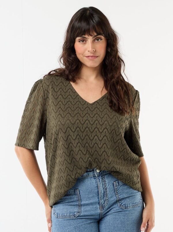 تيشرت Camiseta de encaje calado