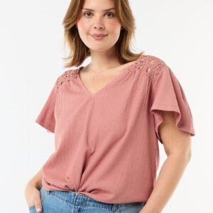 تيشرت Camiseta crepé y macramé