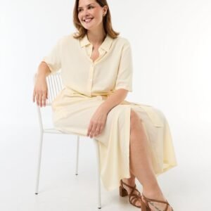 vestido-camisero-de-manga-corta-con-cinturon-amarillo-fip46_1_hd1 فستان Vestido camisero