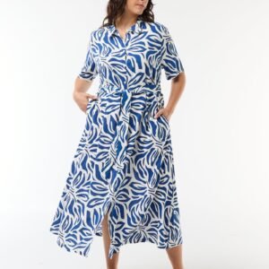 vestido-camisero-de-manga-corta-con-estampado-azul-fip45_1_hd1 فستان Vestido camisero