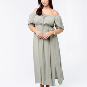 vestido-largo-con-escote-redondo-verde-fip33_3_hd1 فستان Vestido redondo