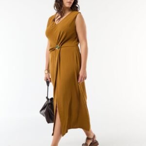 vestido-largo-drapeado-con-bisuteria-marron-fxq26_1_hd1 فستان Vestido drapeado bisutería