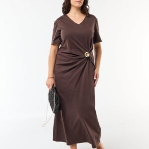 vestido-largo-plisado-con-joya-dorada-marron-gbo77_1_hd1 فستان Vestido plisado