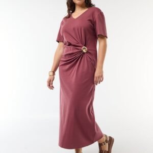 vestido-largo-plisado-con-joya-dorada-rosa-gbo77_4_hd1 فستان Vestido plisado